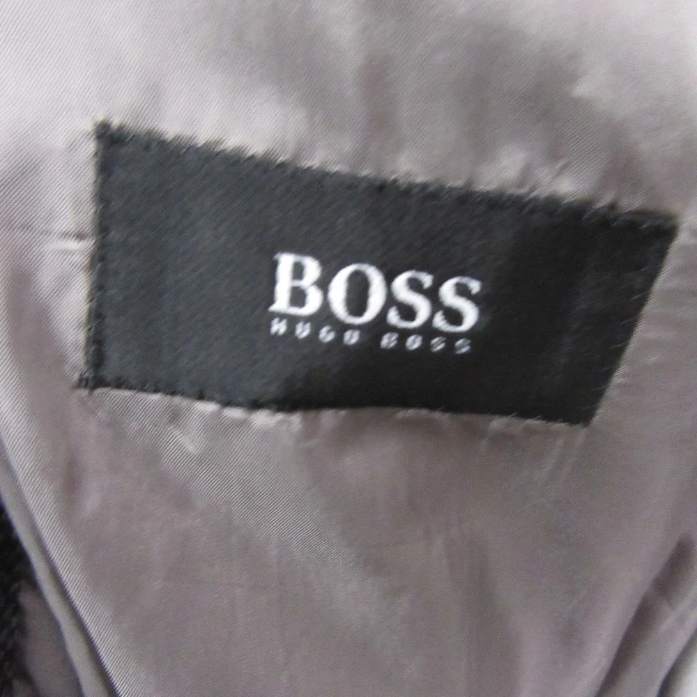 Hugo‎ Boss Mens Tweed Sport Coat 44L Gray Birdseye 3 Button Virgin Wool Ventless